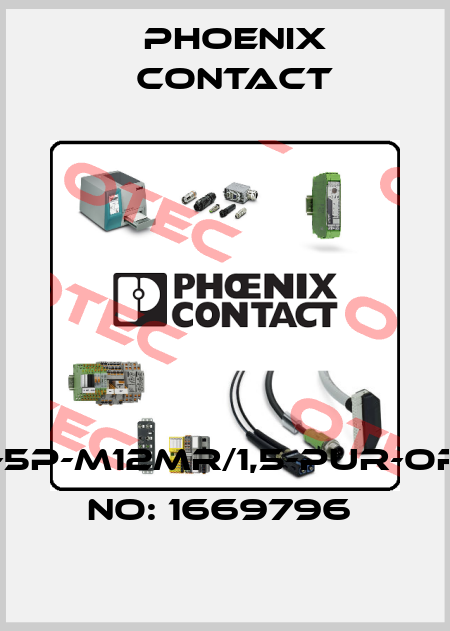 SAC-5P-M12MR/1,5-PUR-ORDER NO: 1669796  Phoenix Contact