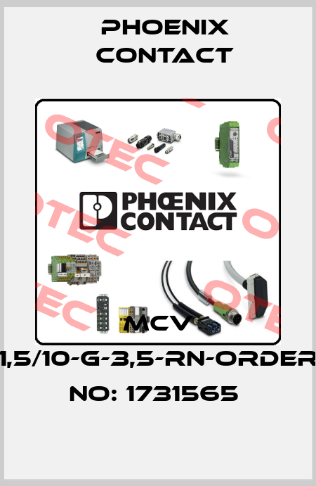 MCV 1,5/10-G-3,5-RN-ORDER NO: 1731565  Phoenix Contact