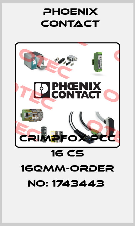 CRIMPFOX PCC 16 CS 16QMM-ORDER NO: 1743443  Phoenix Contact