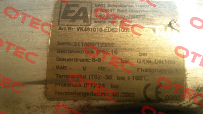 VK461010-ED621002 End Armaturen