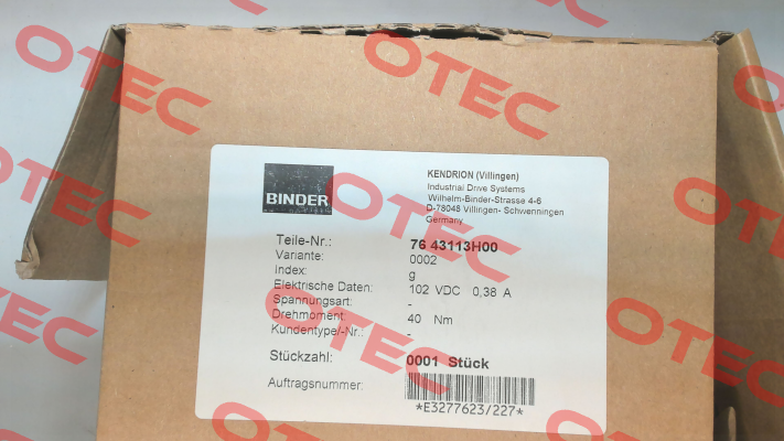 76 43113H00-0002 Binder