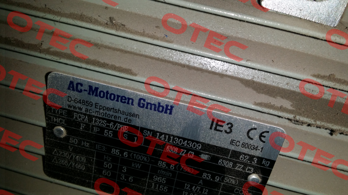 FCPA 100LA-6/PHE S/N: 1411304309   - not available, alternative -IE3AC13S6004  AC Motoren
