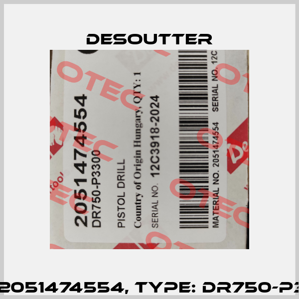 P/N: 2051474554, Type: DR750-P3300 Desoutter