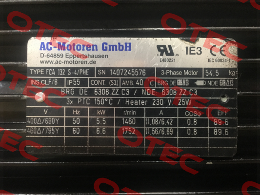 FCA 132 S-4 / PHE B5 UL AC Motoren