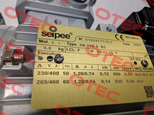 JM 71B 8 0,12KW 230/400-50HZ IC416 V.230 NORME SEIPEE