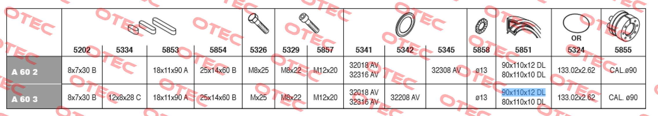 CLB 90X110X12 DL NBR (Code 710308650) Bonfiglioli