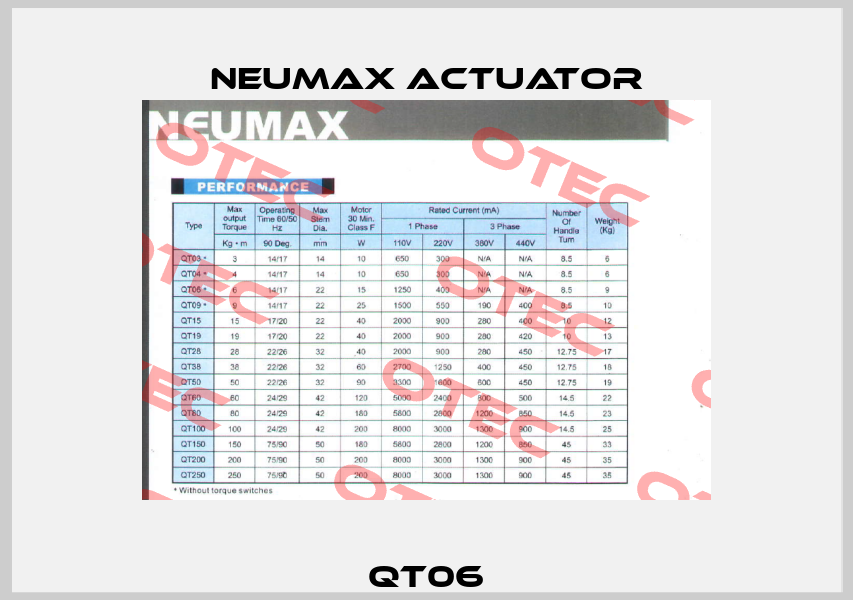QT06 Neumax Actuator