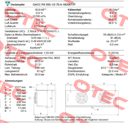GACC RX 050.1/2-70.A-1820877P  Guntner