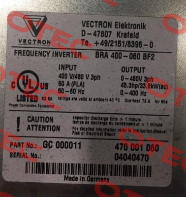 BRA 400-060 BF2  OEM Vectron