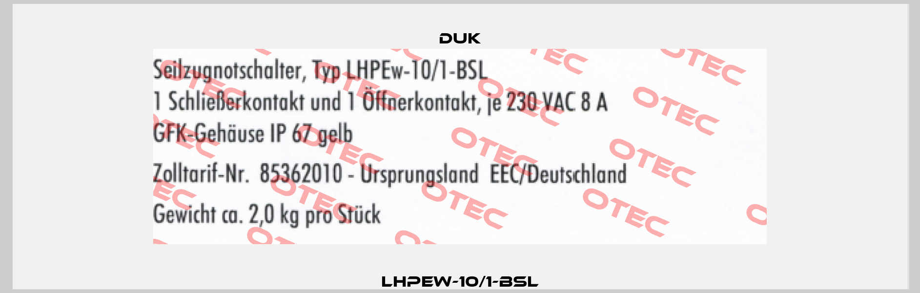 LHPEw-10/1-BSL DUK