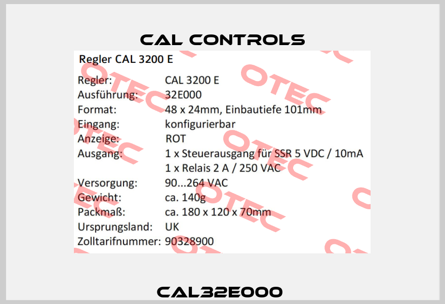 CAL32E000  Cal Controls