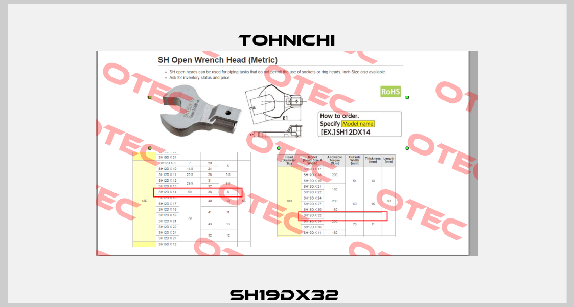 SH19DX32  Tohnichi