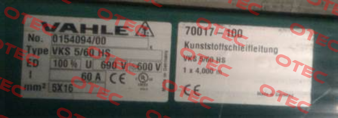 P/n: 0154094/00, Type: VKS5/63-4000HSA Vahle