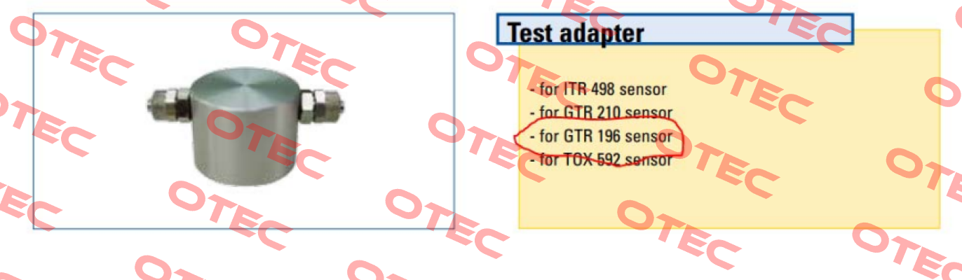 Flow adapter for GTR 196  Ados