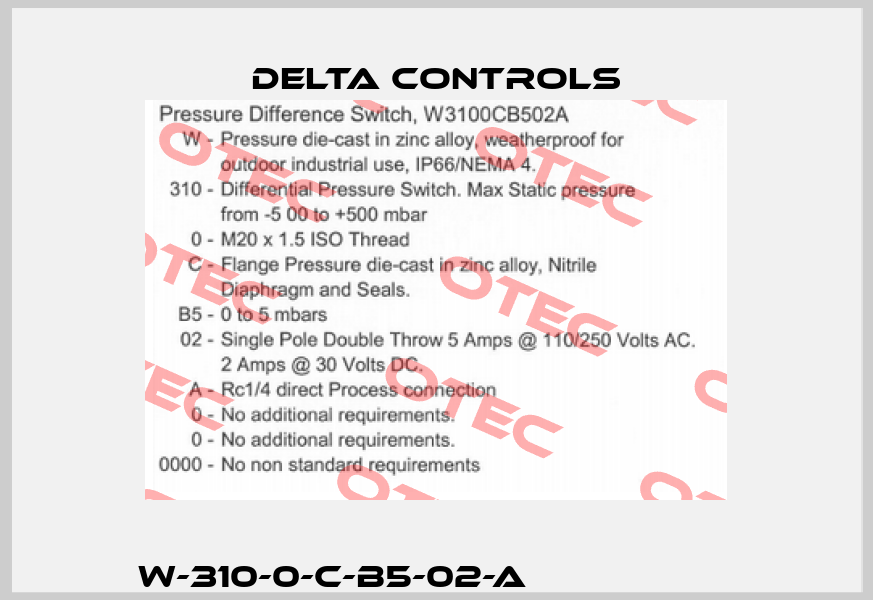 W-310-0-C-B5-02-A                    Delta Controls