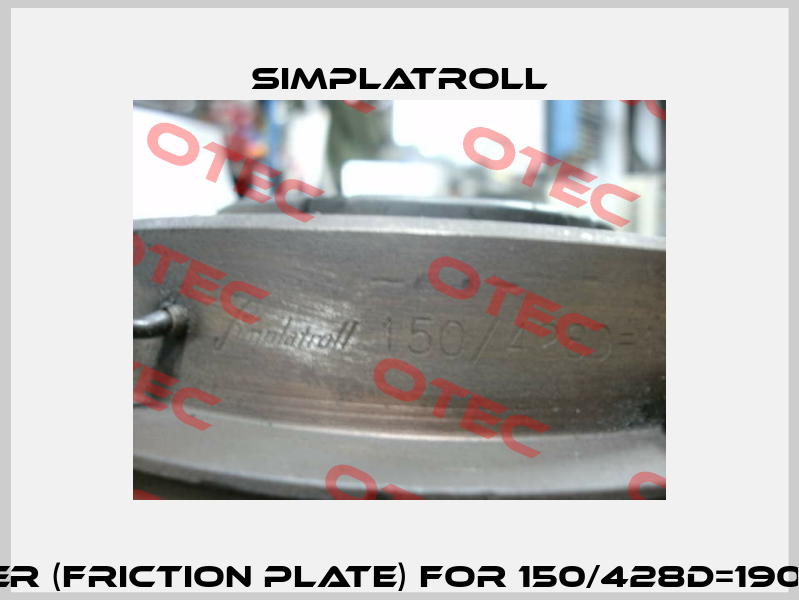 Lining carrier (friction plate) for 150/428D=190V; 55W70/49  Simplatroll