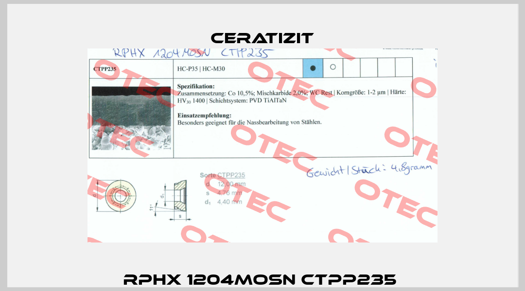 RPHX 1204MOSN CTPP235  Ceratizit