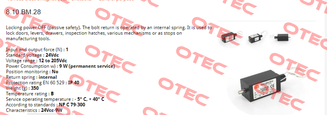 8.10.BM.28 (24Vcc-100%-9W) Mecalectro