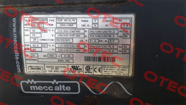 Piston for ECO 32-1L/4  Mecc Alte
