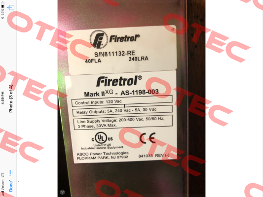 AS-1198-003 MARK II XG Firetrol