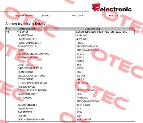 110-01151 TR Electronic