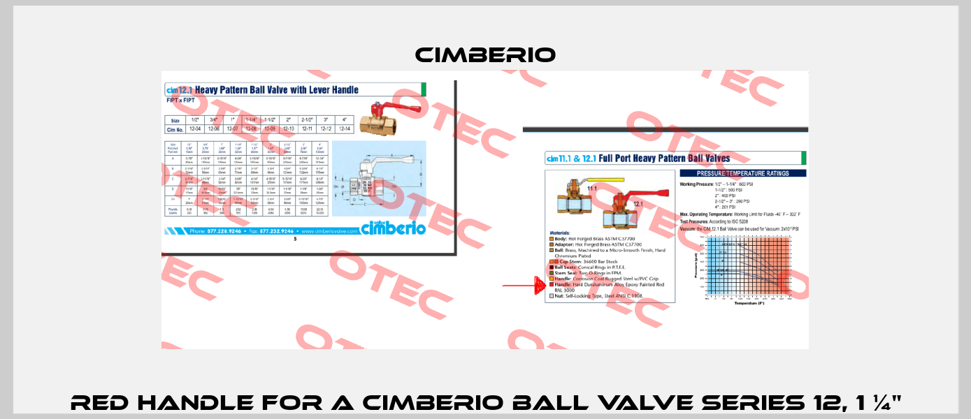 red handle for a Cimberio ball valve series 12, 1 ¼" Cimberio