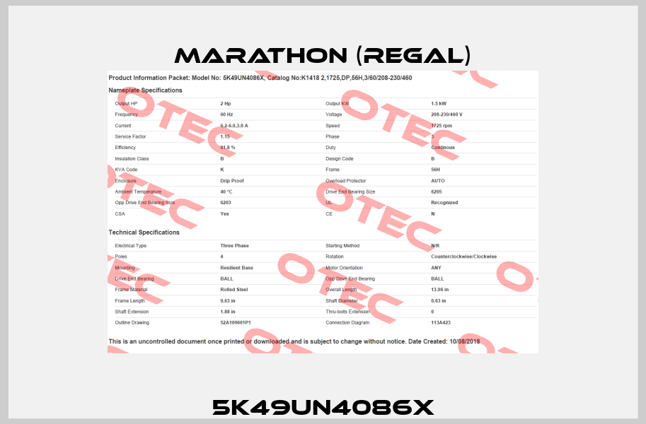 5K49UN4086X Marathon (Regal)