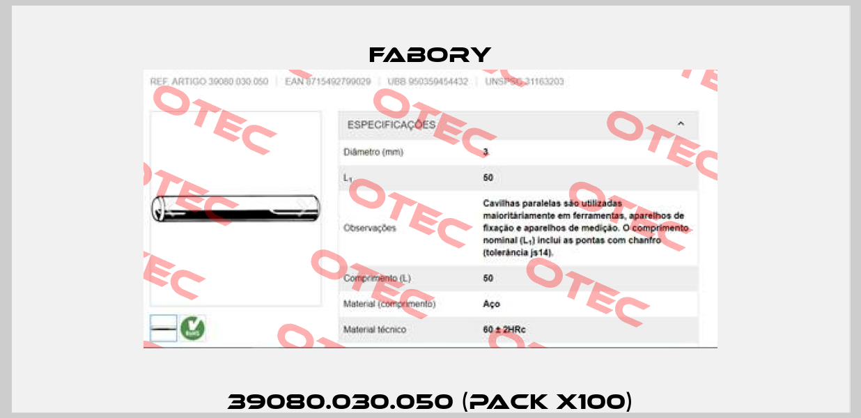 39080.030.050 (pack x100) Fabory