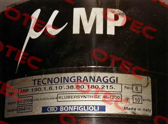 190.1.6.10.38.80.180.215 obsolete, replacement MPG1006L0002 Bonfiglioli