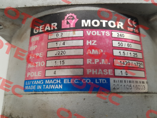 J220-200-15-CE2-G3 Luyang Gear Motor