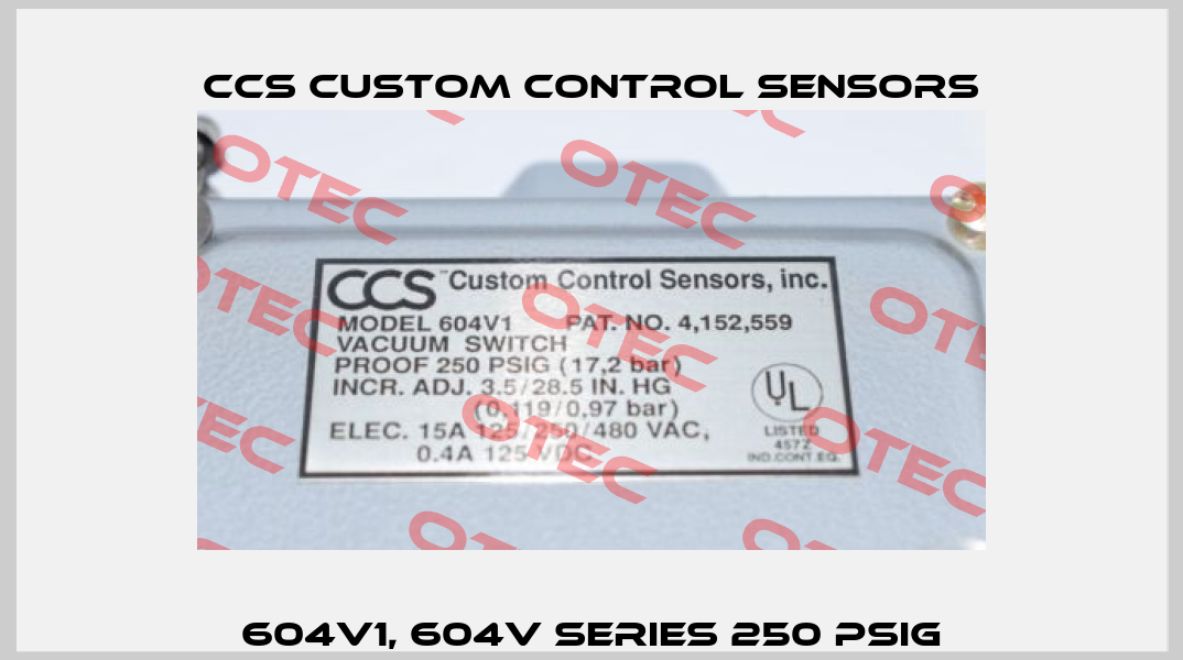 604V1, 604V Series 250 PSIG CCS Custom Control Sensors