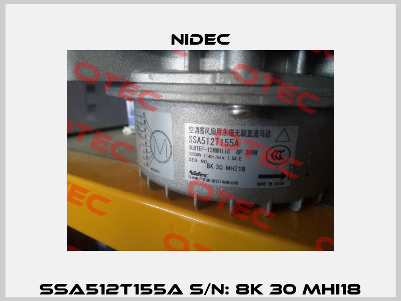 SSA512T155A S/N: 8K 30 MHI18 Nidec