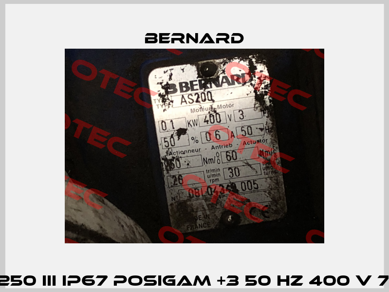 SQ250 III IP67 Posigam +3 50 Hz 400 V 70 s Bernard