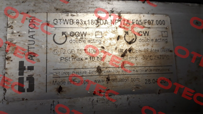 GTWB.83x180.DA.NP17A.F05/F07.000 GT Attuatori