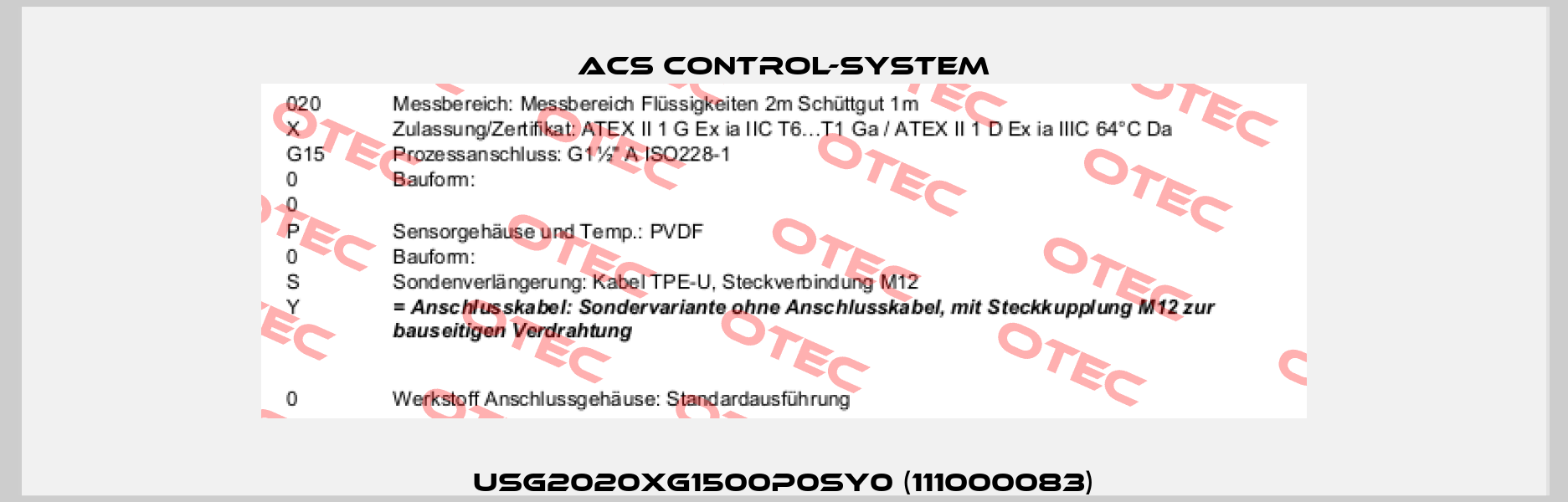 USG2020XG1500P0SY0 (111000083) Acs Control-System