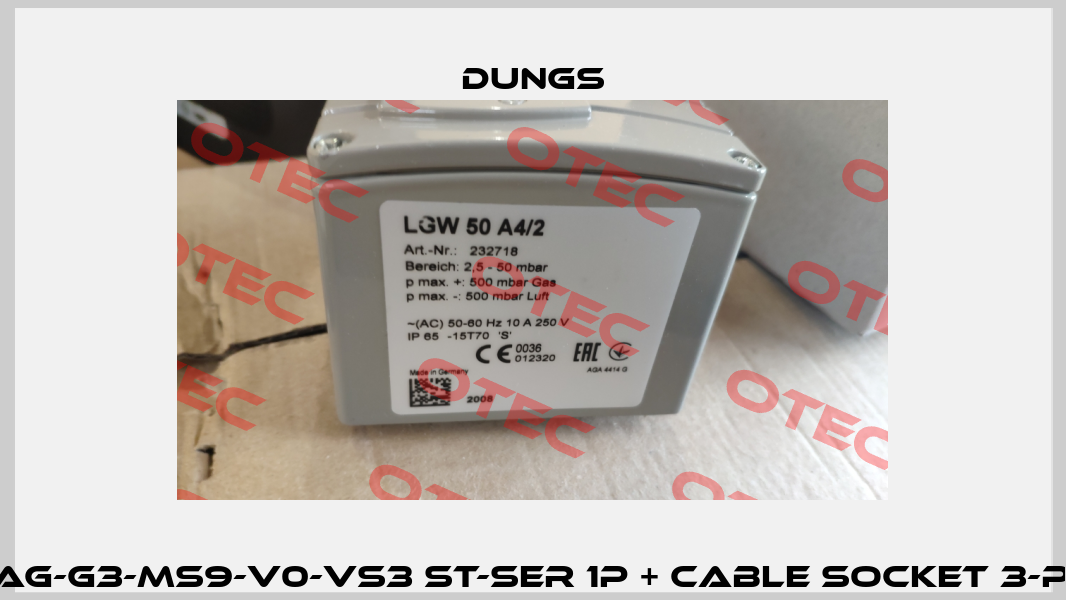 LGW 3 A4/2 AG-G3-MS9-V0-VS3 ST-SER 1P + CABLE SOCKET 3-PIN + PE GREY Dungs