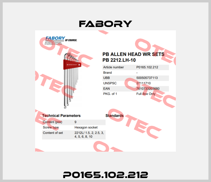 P0165.102.212 Fabory