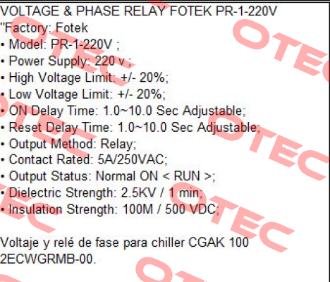 PR-1-220V  Fotek