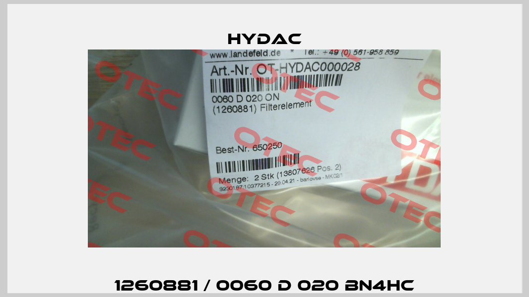 1260881 / 0060 D 020 BN4HC Hydac