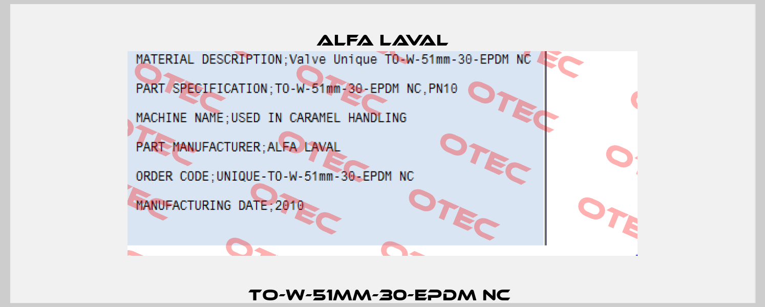 TO-W-51mm-30-EPDM NC  Alfa Laval
