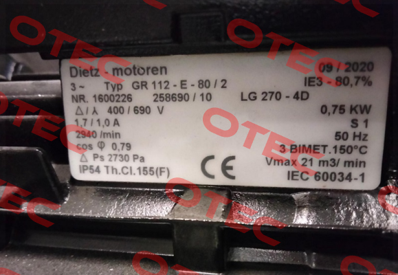 192627 for GR-112-E-80/2 Dietz-Motoren