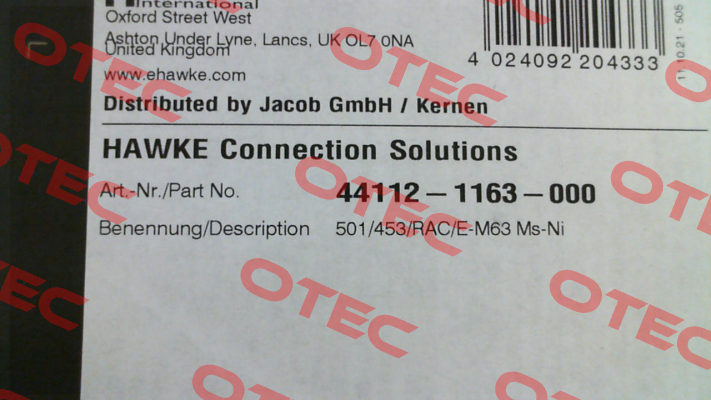 501/453/RAC/E/M63/NP Hawke