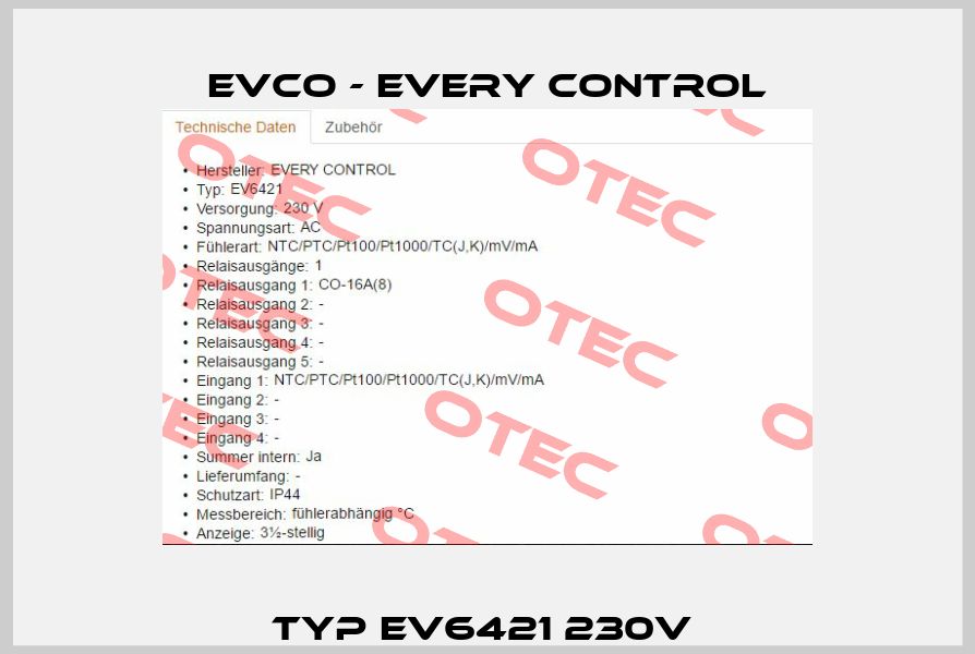 Typ EV6421 230V  EVCO - Every Control