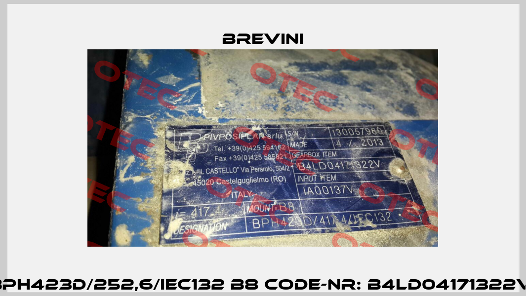BPH423D/252,6/IEC132 B8 Code-Nr: B4LD04171322V  Brevini