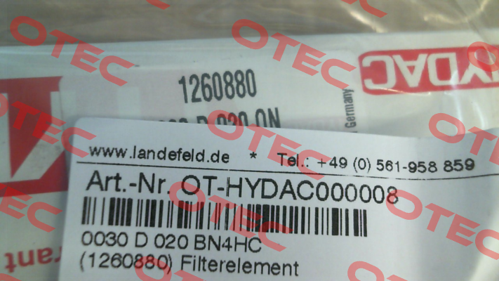 1260880 / 0030 D 020 ON (0030 D 020 BN4HC) Hydac