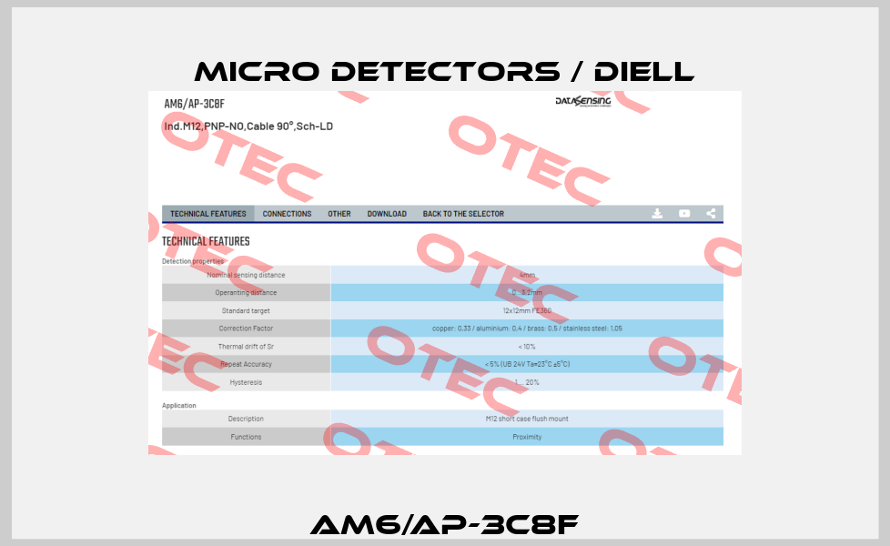 AM6/AP-3C8F Micro Detectors / Diell