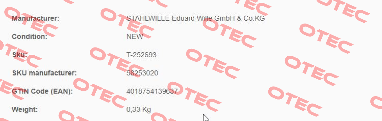 P/N: 58253020 Type: 725QR/20 Stahlwille