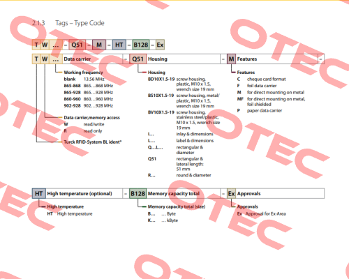 TW860-960-Q52L128-HT-B110 Turck