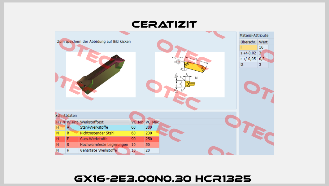 GX16-2E3.00N0.30 HCR1325  Ceratizit