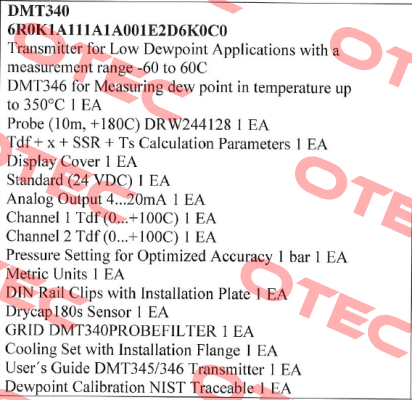 DMT340 6R0K1A111A1A001E2D6K0C0  Vaisala